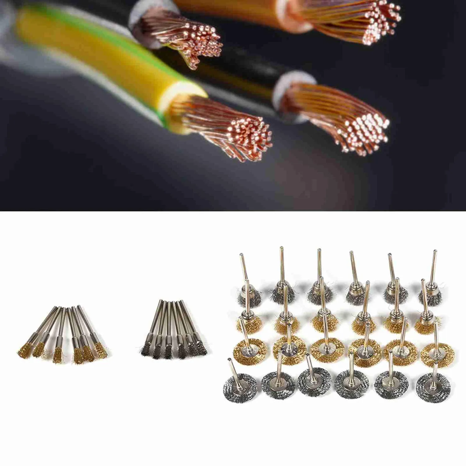 Garosa kit 36 brosses métalliques pour perceuse laiton et acier