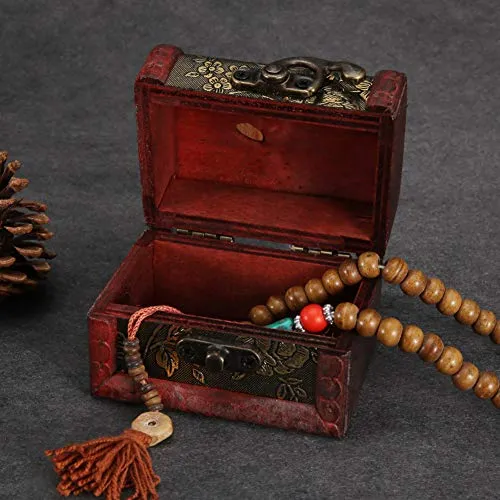 Garosa Boîte à Bijoux Bois Vintage Mini Coffret 8 cm