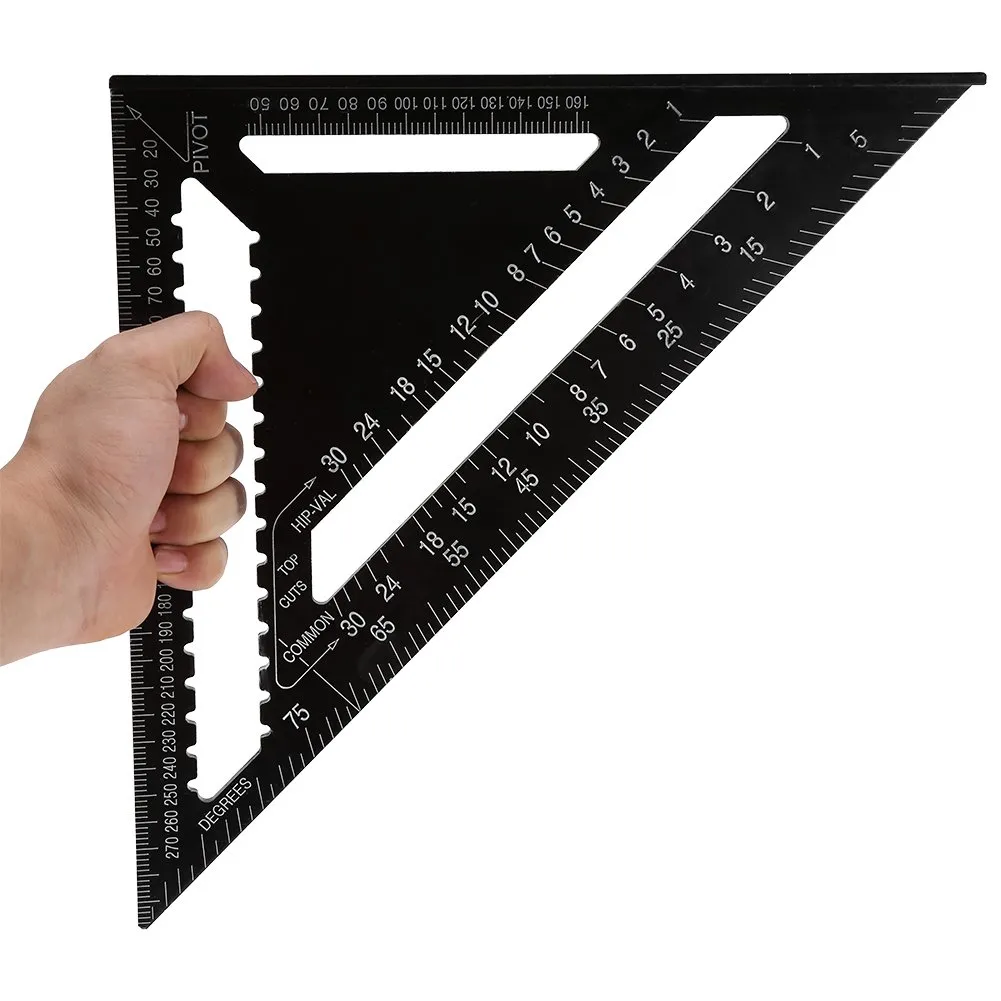 Garosa équerre de charpentier triangulaire 300 mm aluminium noir