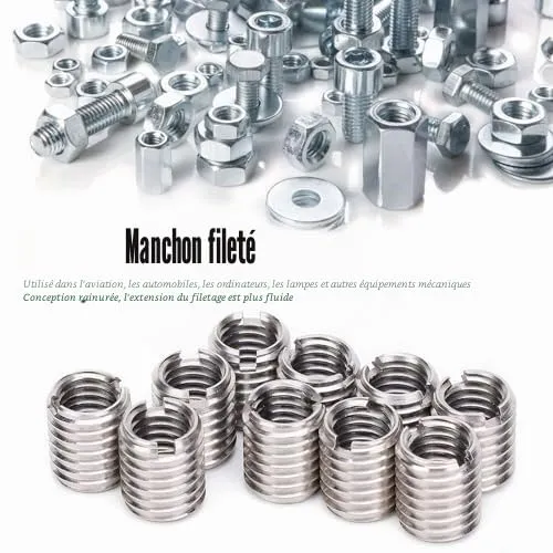 Garosa manchon fileté M8 vers M10, lot de 10 en inox