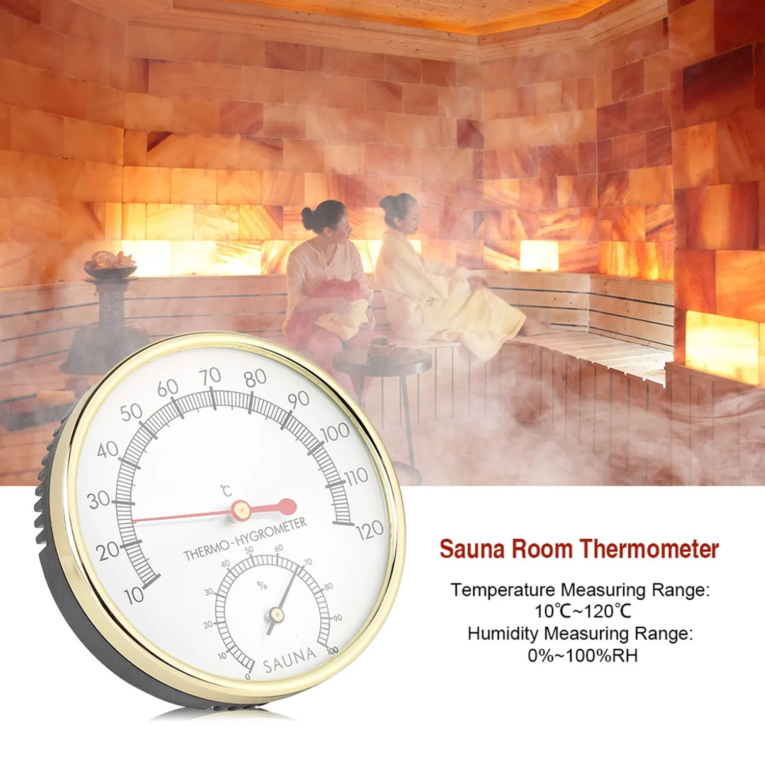 Garosa Thermomètre Hygromètre Sauna 2 en 1 Métal