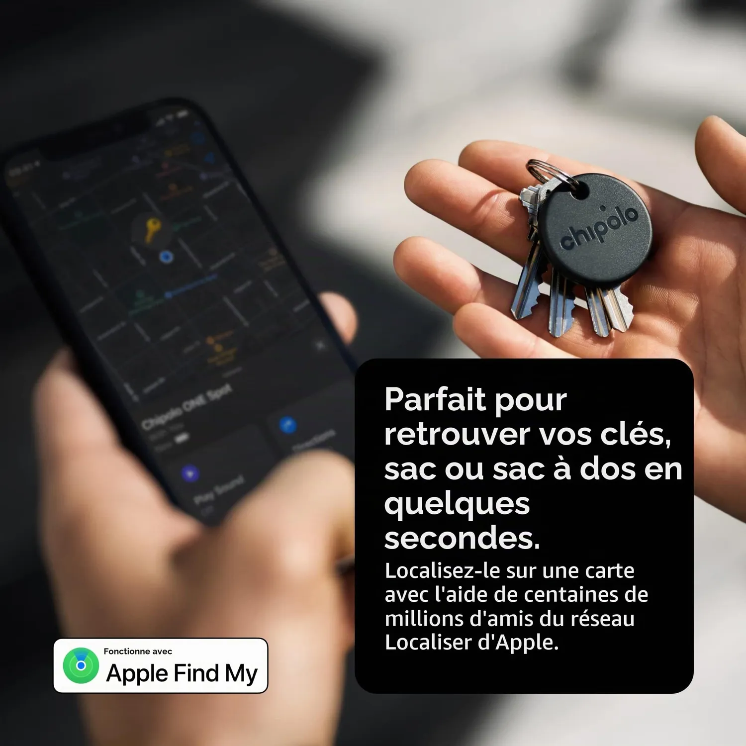 Chipolo ONE Spot localisateur Bluetooth presque noir, 120 dB