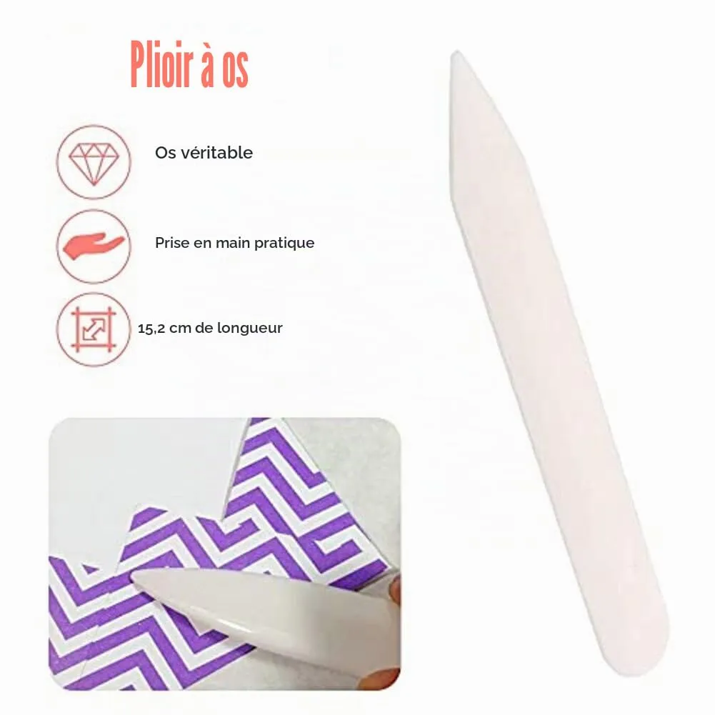 Garosa plioir en os véritable 6 pouces pour reliure et cuir