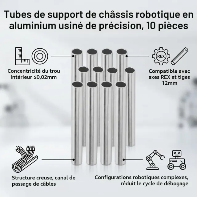 Garosa tube aluminium rond 14 × 12 mm, 100 mm, lot de 10
