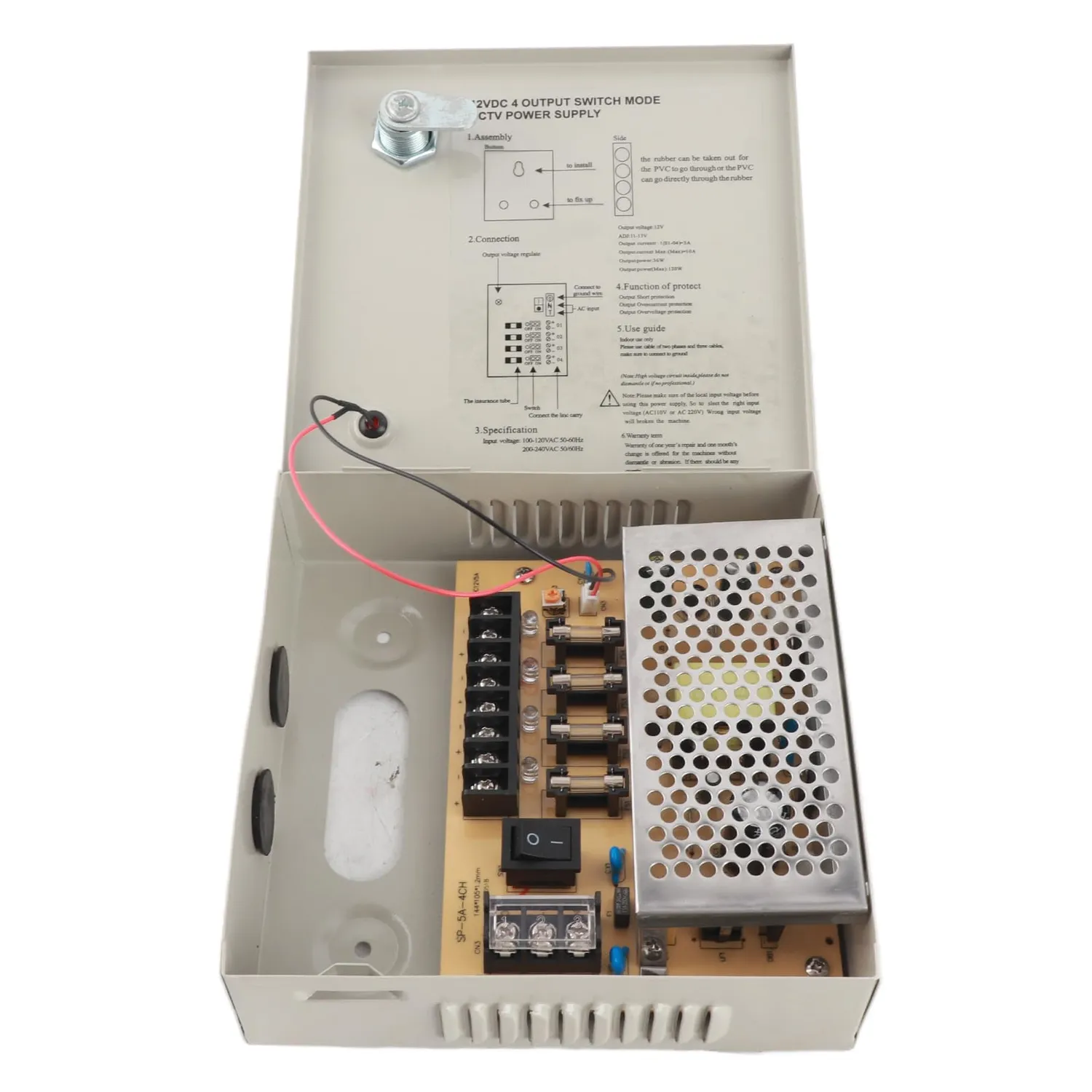 Garosa boîtier alimentation CCTV 12V 4 canaux verrouillable