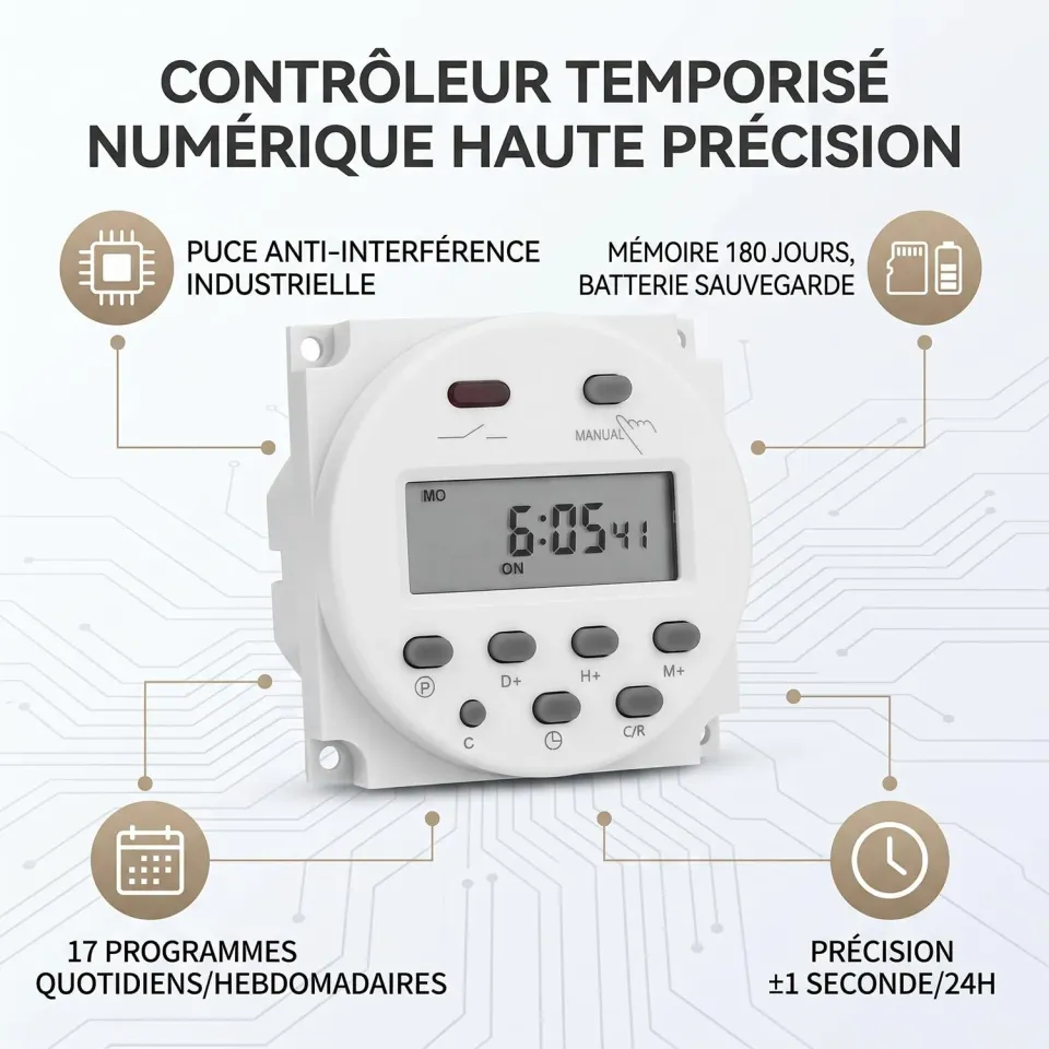 Garosa mini temporisateur programmable 12 V CC IP67 LCD