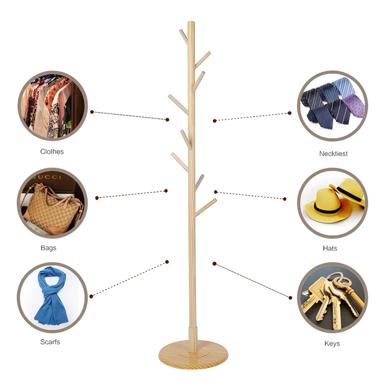 Garosa porte-manteau sur pied arbre bois naturel