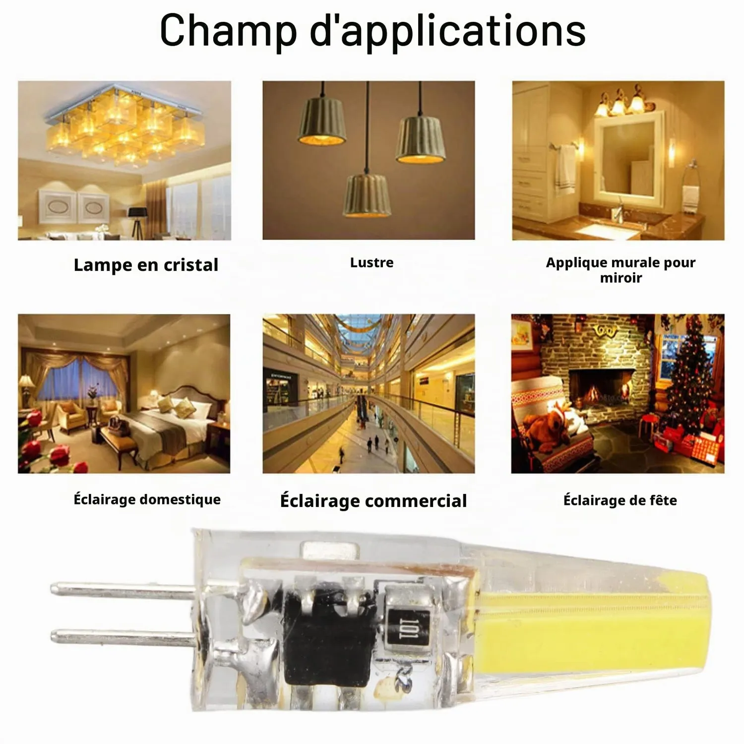 Garosa ampoule LED G4 6 W 500 lm, blanc froid, lot de 6