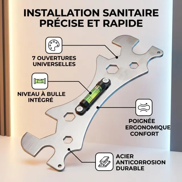 Garosa clé multifonction de plomberie avec niveau galvanisée