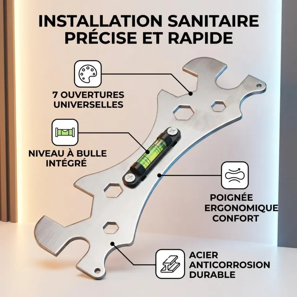 Garosa clé multifonction de plomberie avec niveau galvanisée