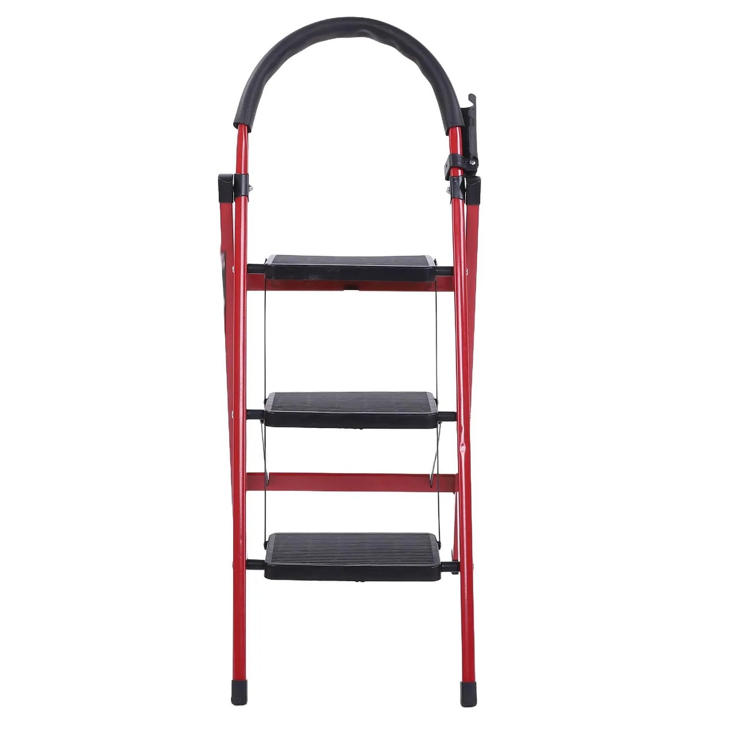 Garosa 3 marches escabeau pliant rouge 400 kg avec rampe
