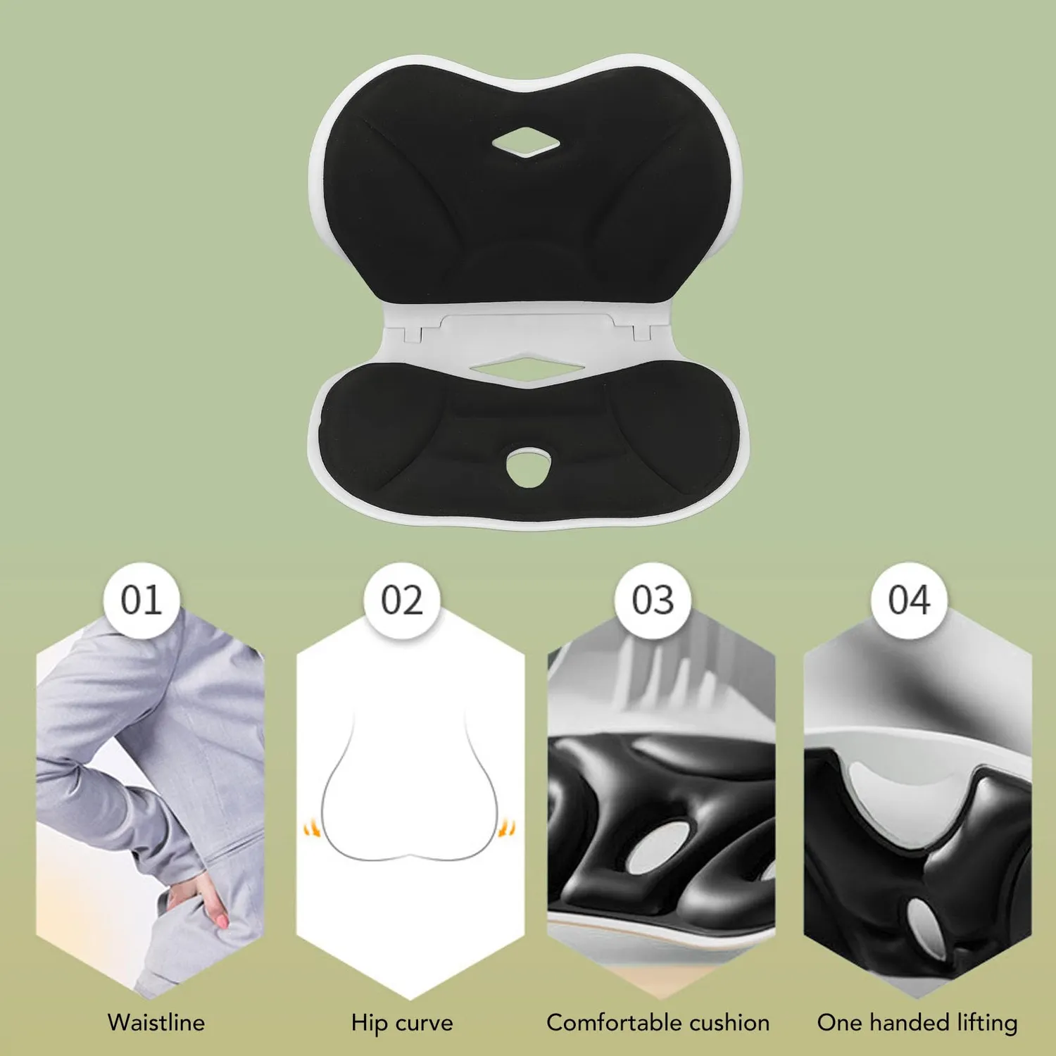 Garosa coussin correcteur posture lombaire noir pliable dossier