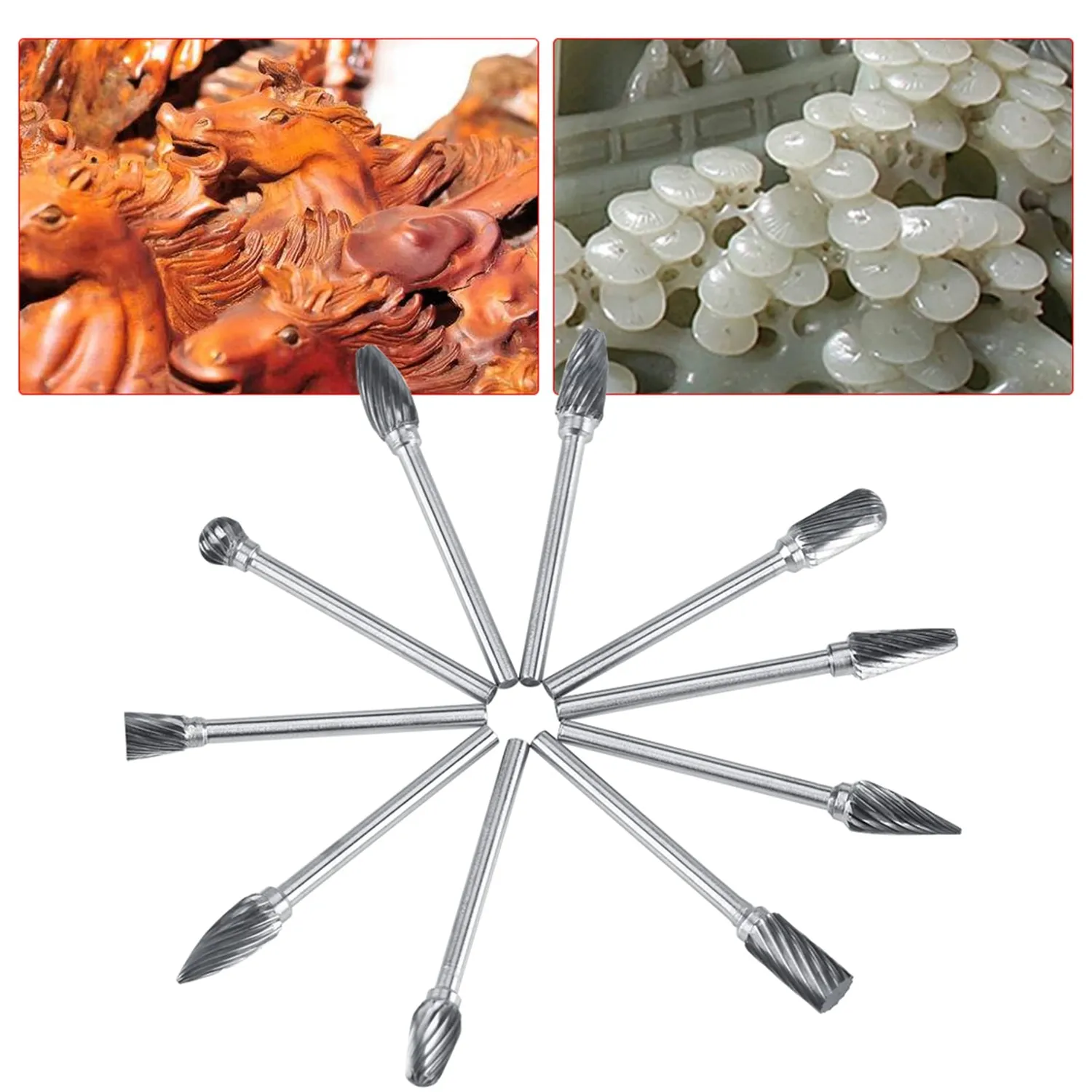Garosa fraises carbure tige 3 mm jeu de 10 coupe simple