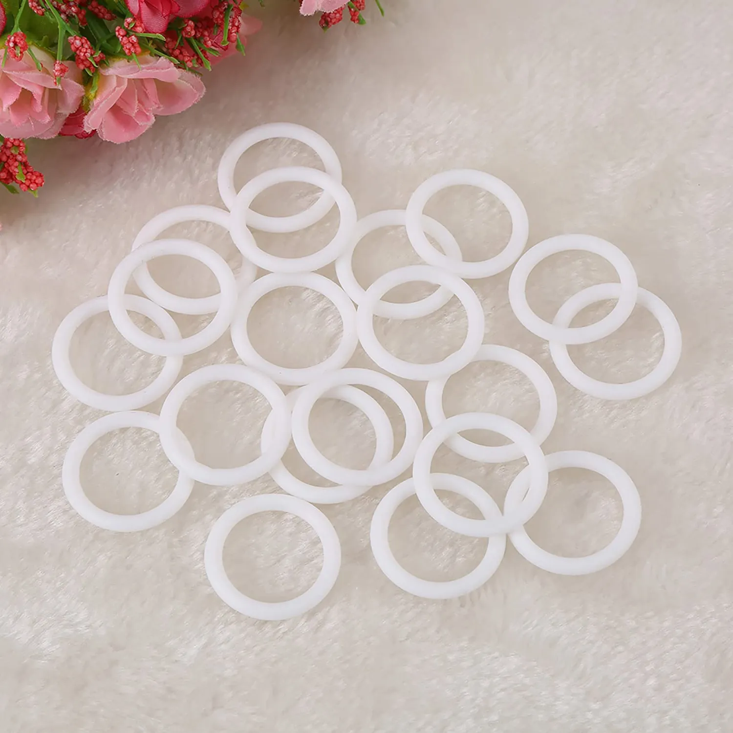 Garosa anneaux silicone attache-sucette blanc lot 20 25mm sans BPA