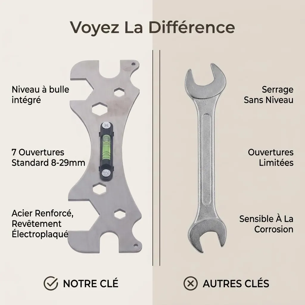 Garosa clé multifonction de plomberie avec niveau galvanisée