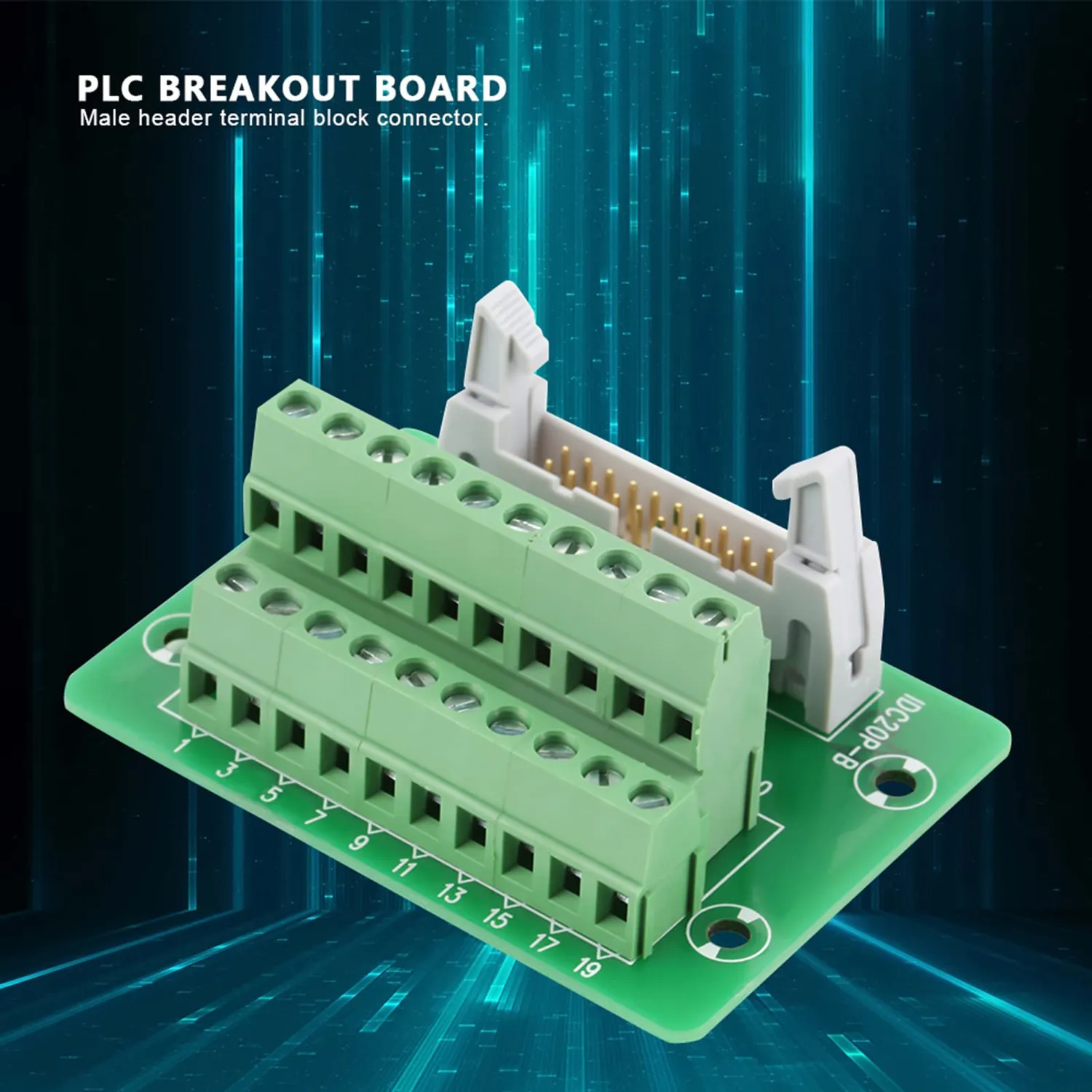 Garosa adaptateur bornier IDC20P 20 broches rail DIN vert