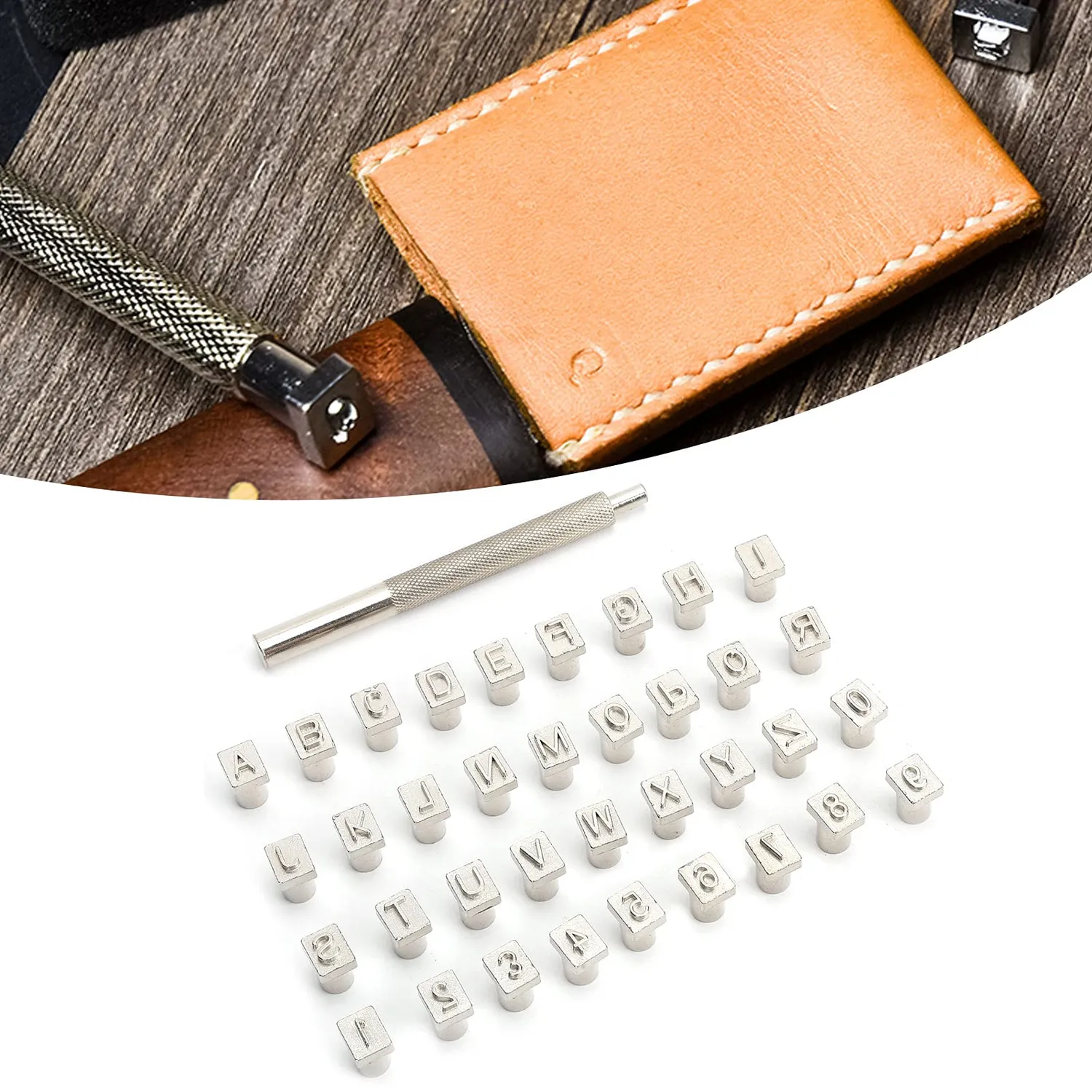 Garosa jeu de poinçons alphabet cuir A-Z et 0-9 36 pièces 6,5 mm