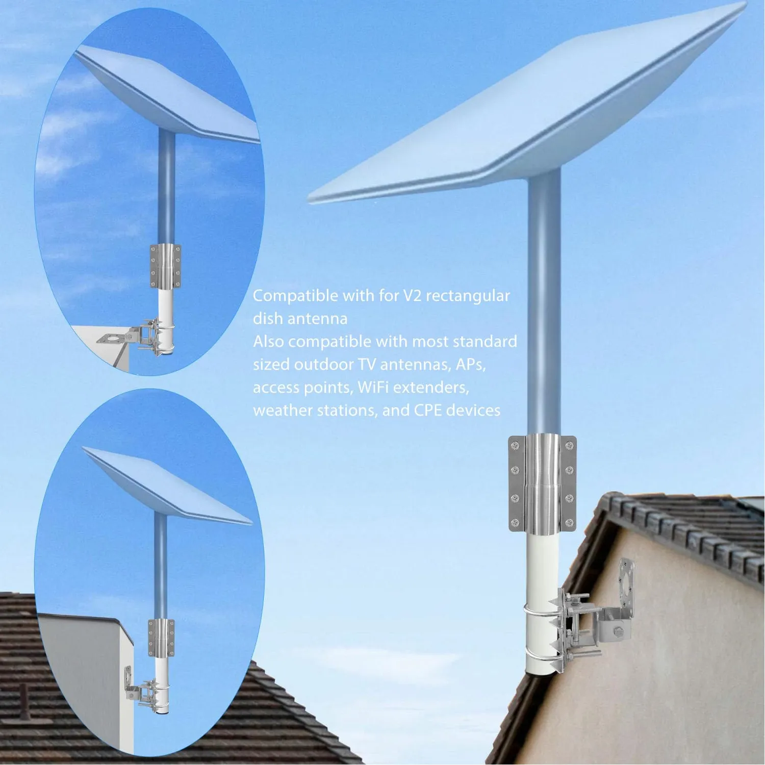 Garosa STL T01 Kit Support Antenne Poteau Inoxydable