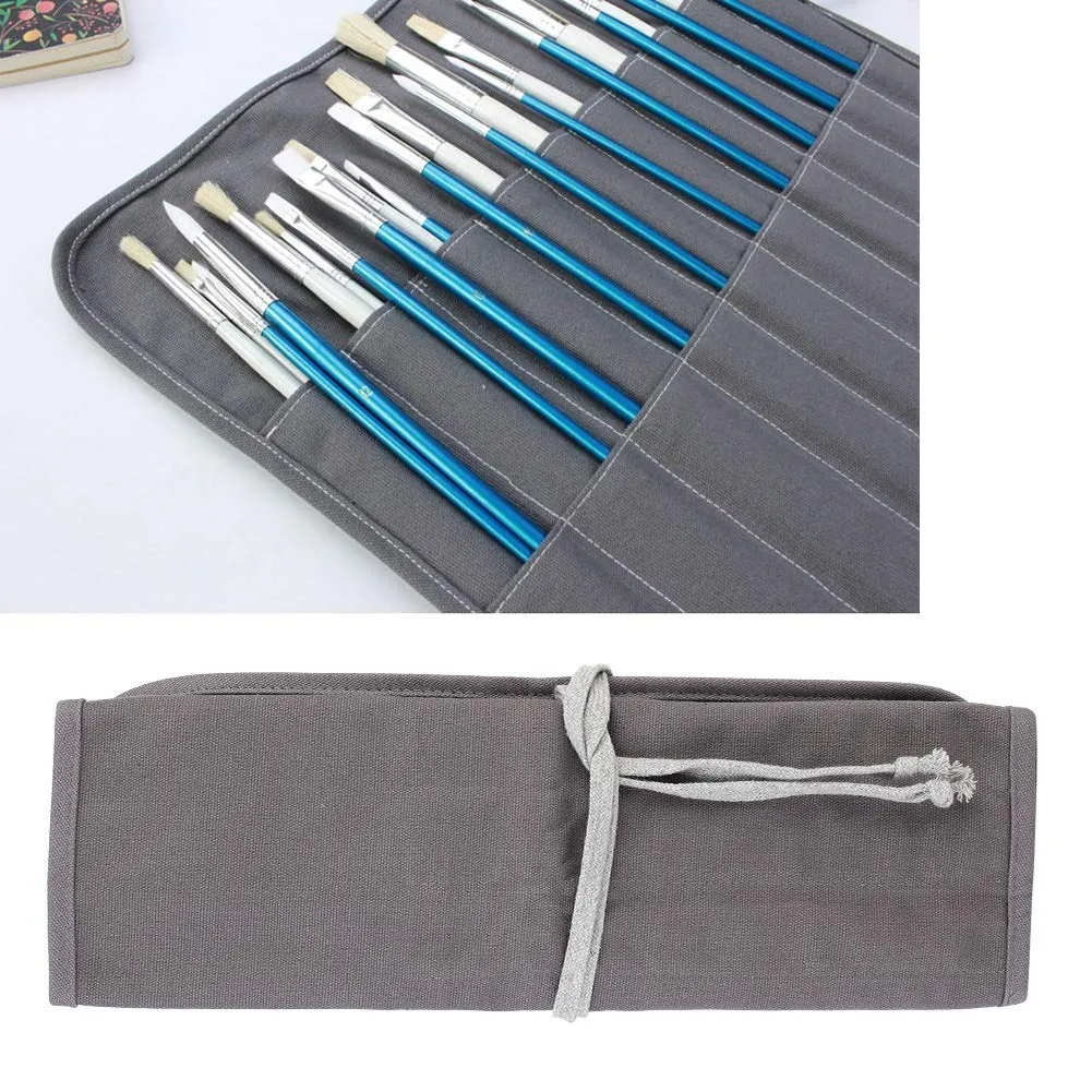 Garosa 38x38cm trousse pinceaux enroulable toile grise