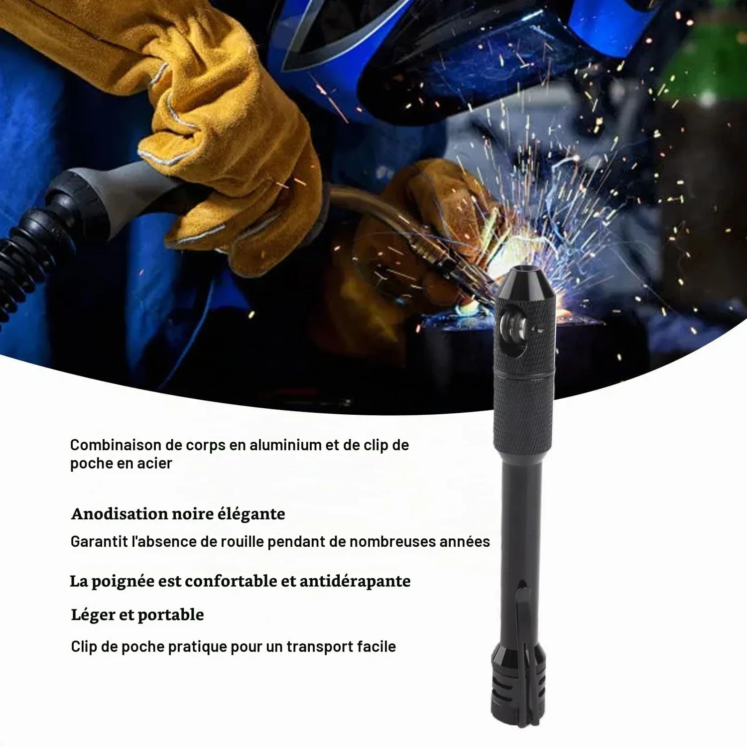 Garosa stylo de soudage TIG alimentation fil 1 à 3,2 mm noir