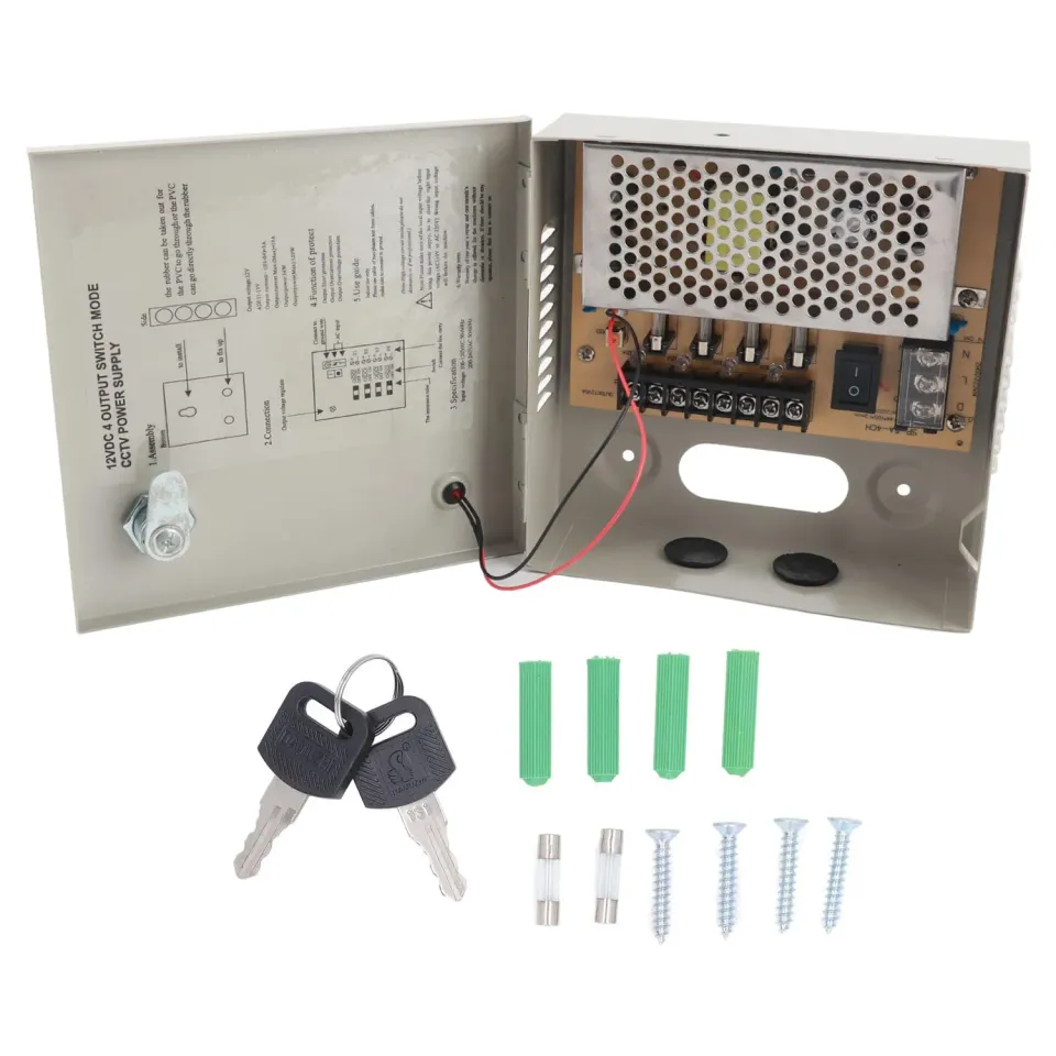 Garosa boîtier alimentation CCTV 12V 4 canaux verrouillable