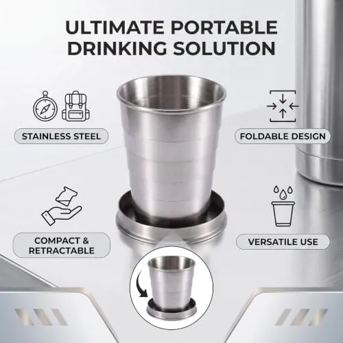 Garosa tasse pliable télescopique 75 ml acier inoxydable lot de 1