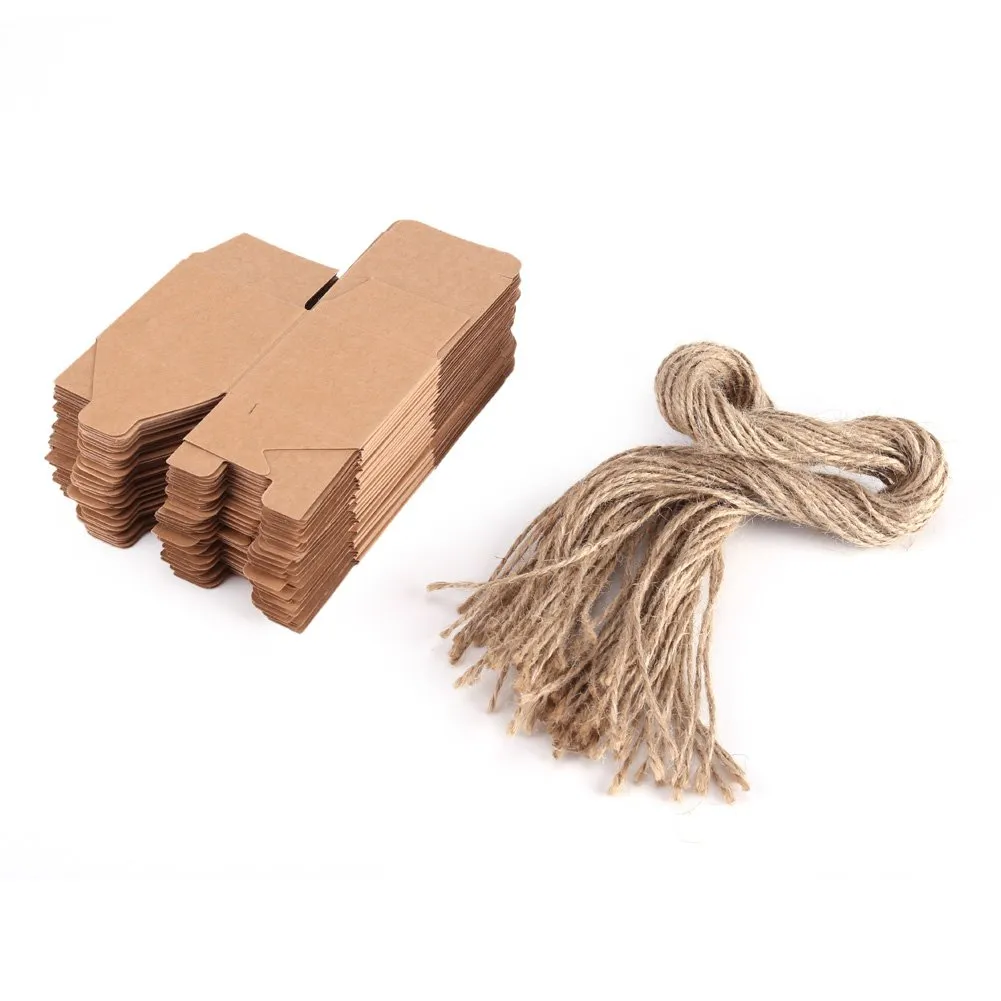 Garosa boîtes à bonbons kraft 5 x 5 x 5 cm, lot de 50, avec ficelle