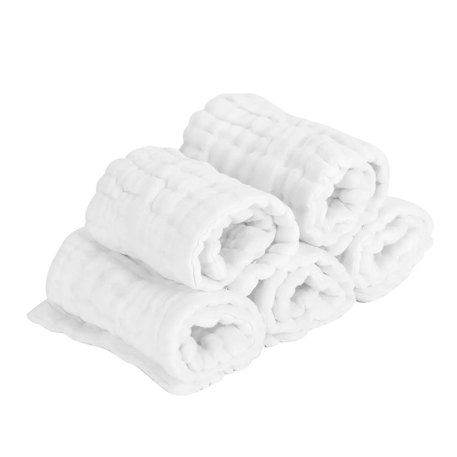 Garosa couches gaze coton bébé lavables lot 5 blanc