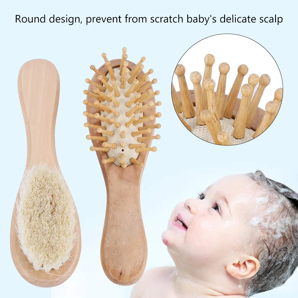 Garosa brosse à cheveux bébé poils de chèvre et bois