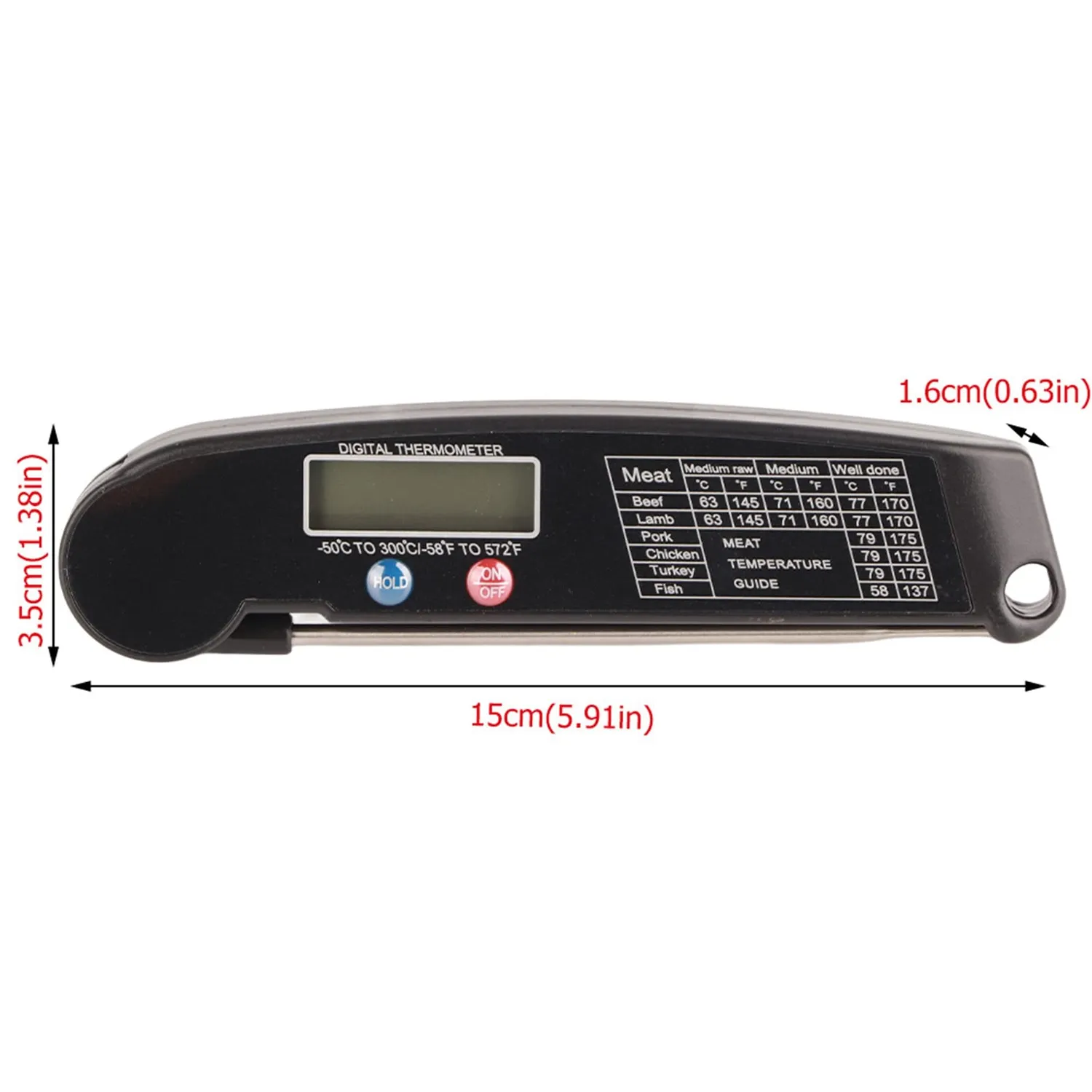 Garosa thermomètre cuisine digital sonde pliable LCD