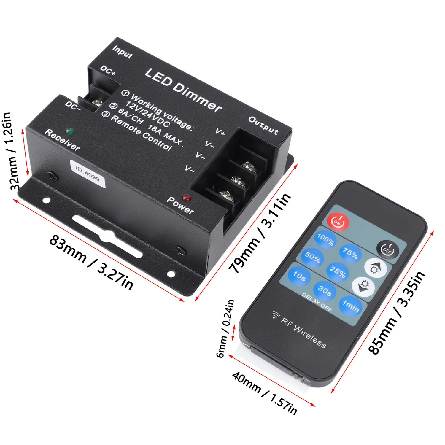 Garosa variateur LED RF télécommande 11 touches DC 12-24V PWM