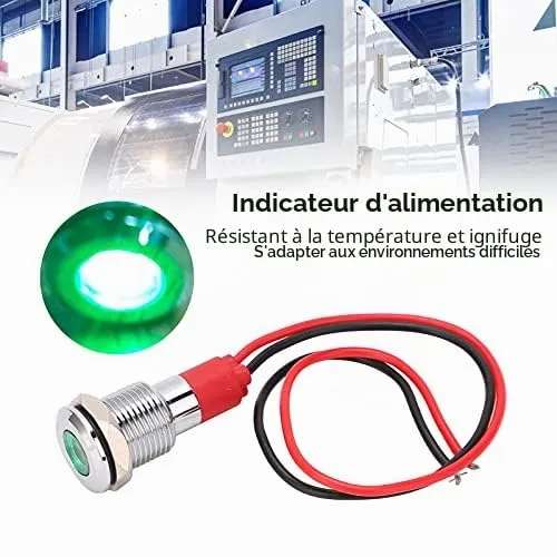 Garosa Voyant LED métallique 220 V vert étanche