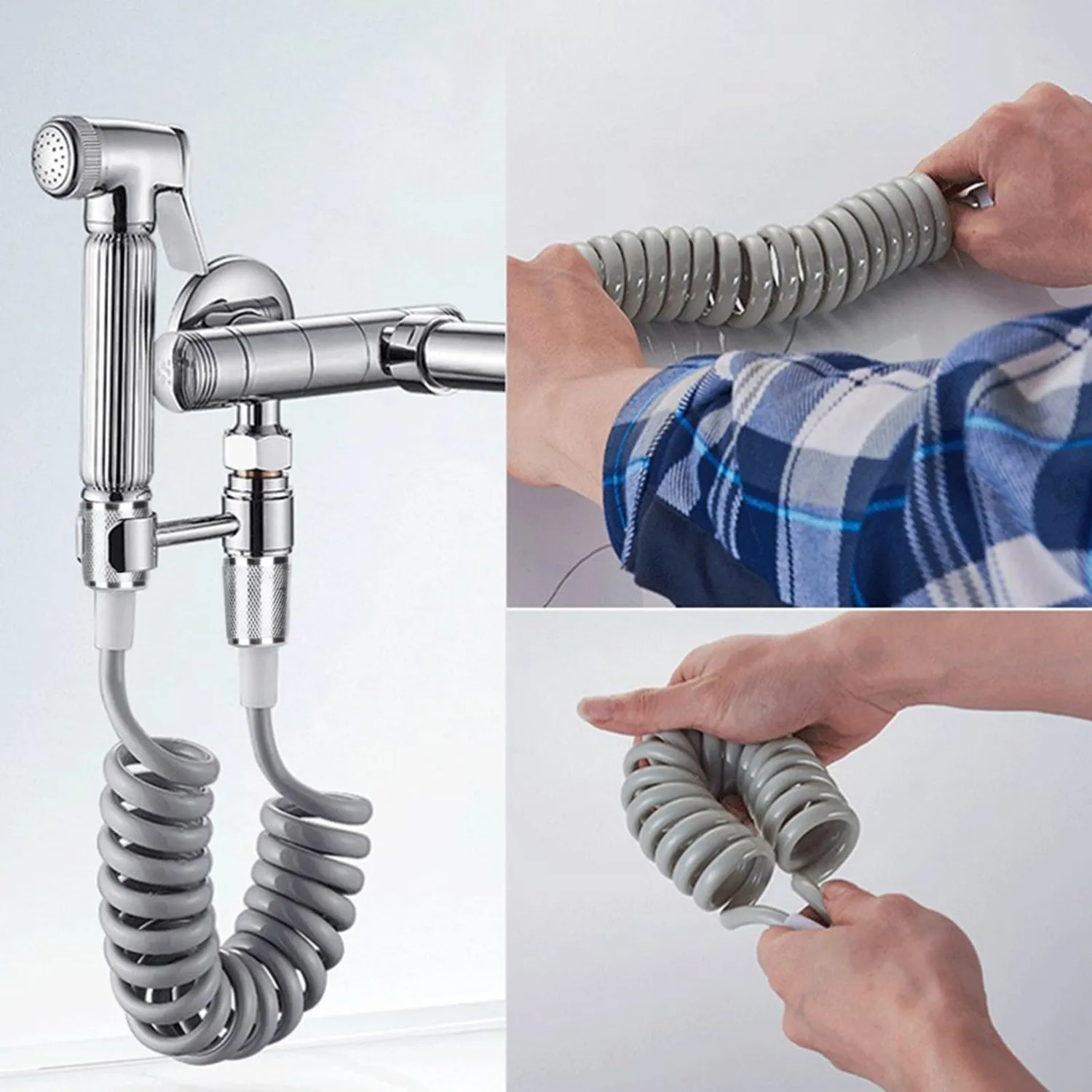 Garosa flexible de douche télescopique 2 m gris en ABS