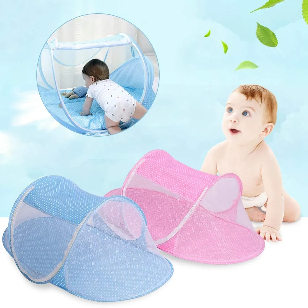 Garosa lit moustiquaire bébé pliable bleu 110 × 60 cm respirant