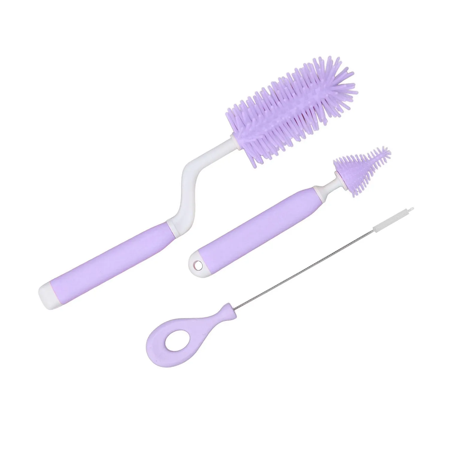 Garosa kit brosses biberon silicone violet 3 pièces 31 cm