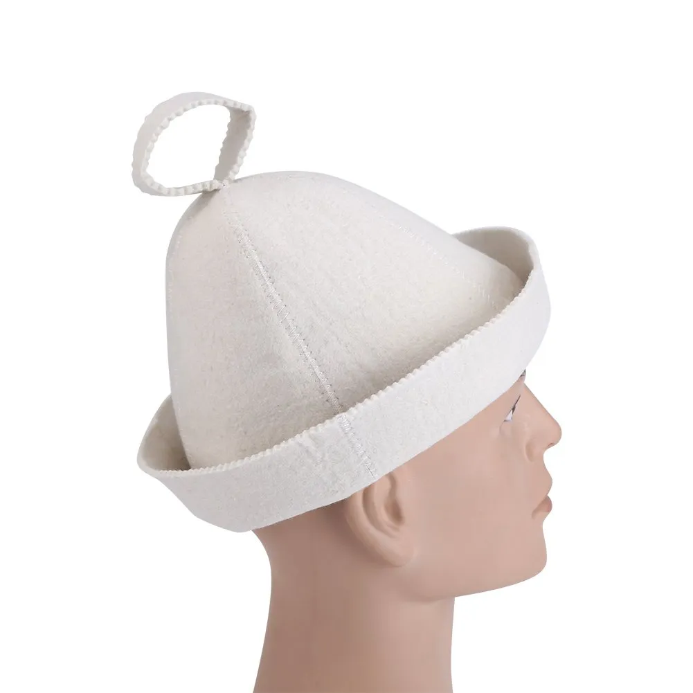 Garosa bonnet de sauna en feutre de laine blanc