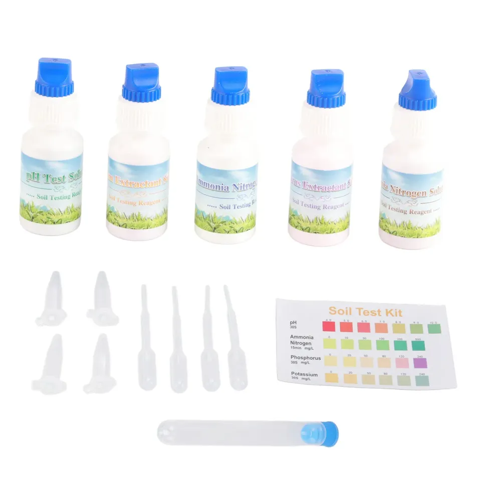 Garosa kit d’analyse de sol NPK 5 flacons, réactifs liquides