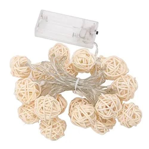 Garosa guirlande boule rotin 20 LED 3 m blanc chaud à piles
