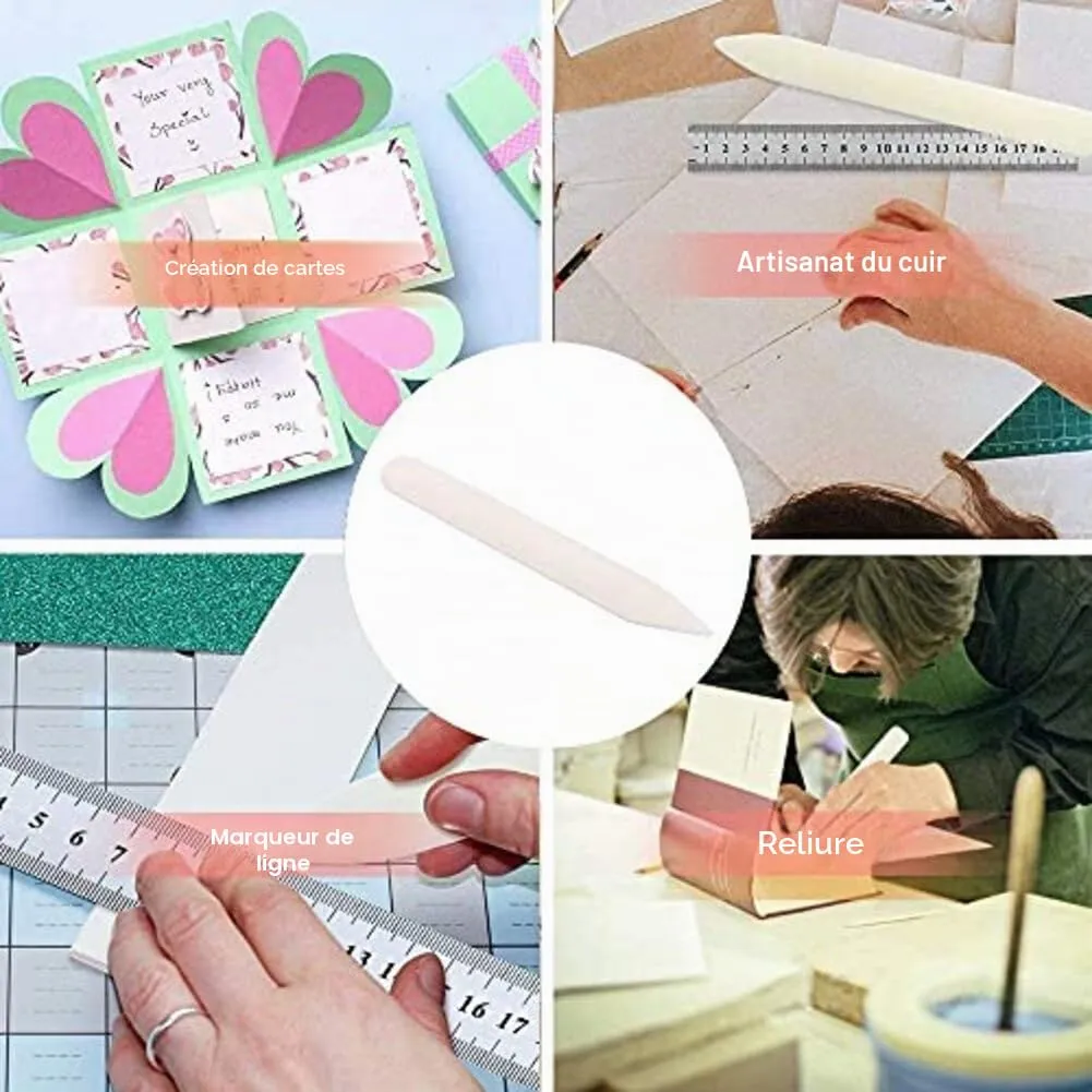 Garosa plioir en os véritable 6 pouces pour reliure et cuir