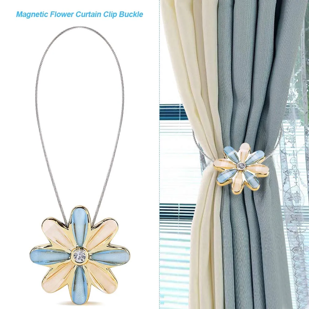 Garosa embrasse rideau magnétique fleur cristal bleu