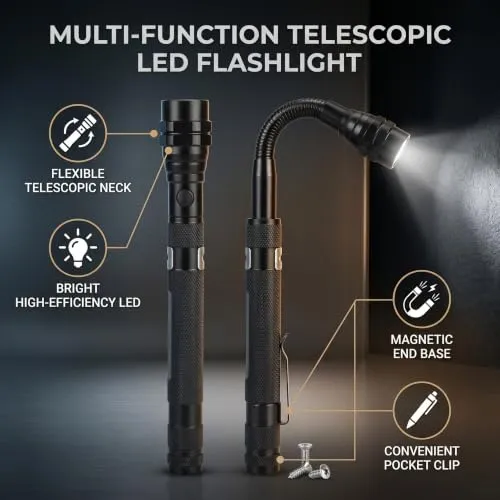 Garosa Mini Torche LED télescopique noire magnétique