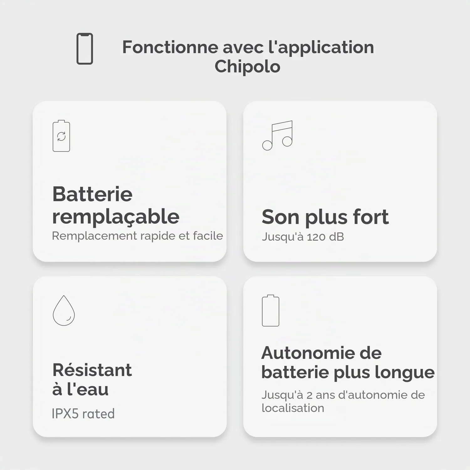 Chipolo One traceur Bluetooth lot de 4 120 dB