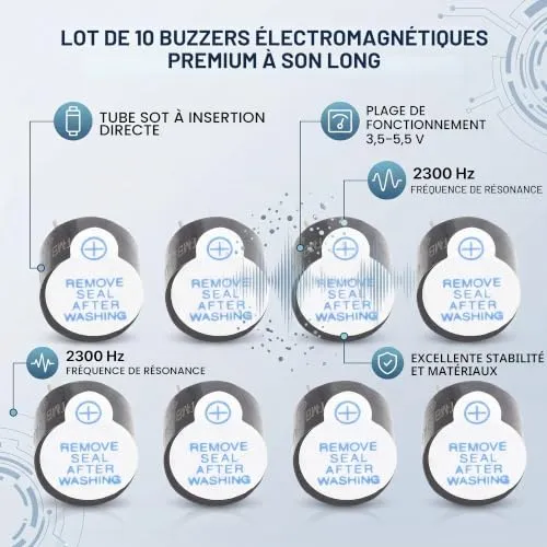 Garosa buzzer électromagnétique 5 V actif 10 pièces