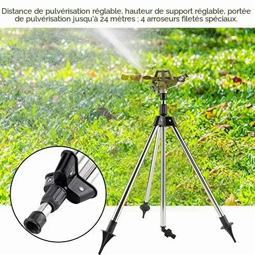 Garosa Arroseur rotatif sur trépied réglable 360°