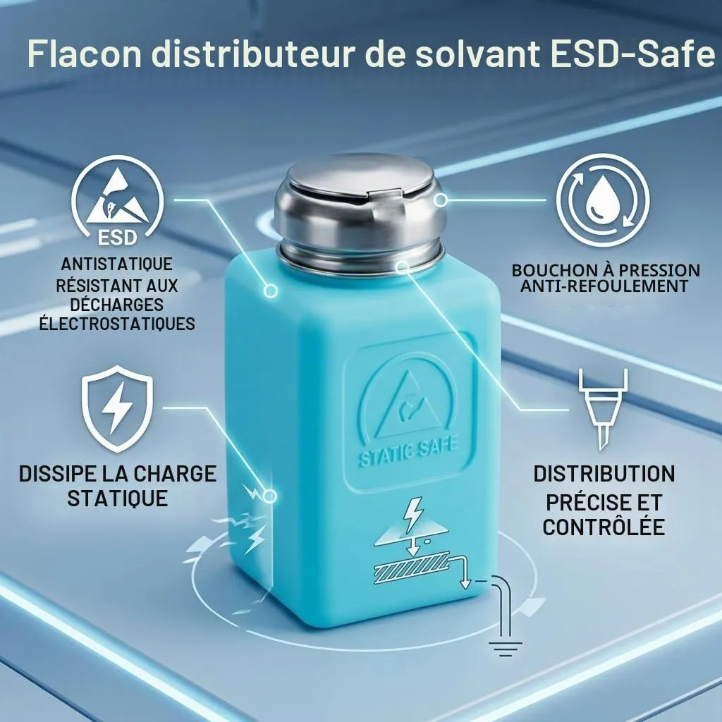 Garosa distributeur de solvant à poussoir 200 ml bleu antistatique