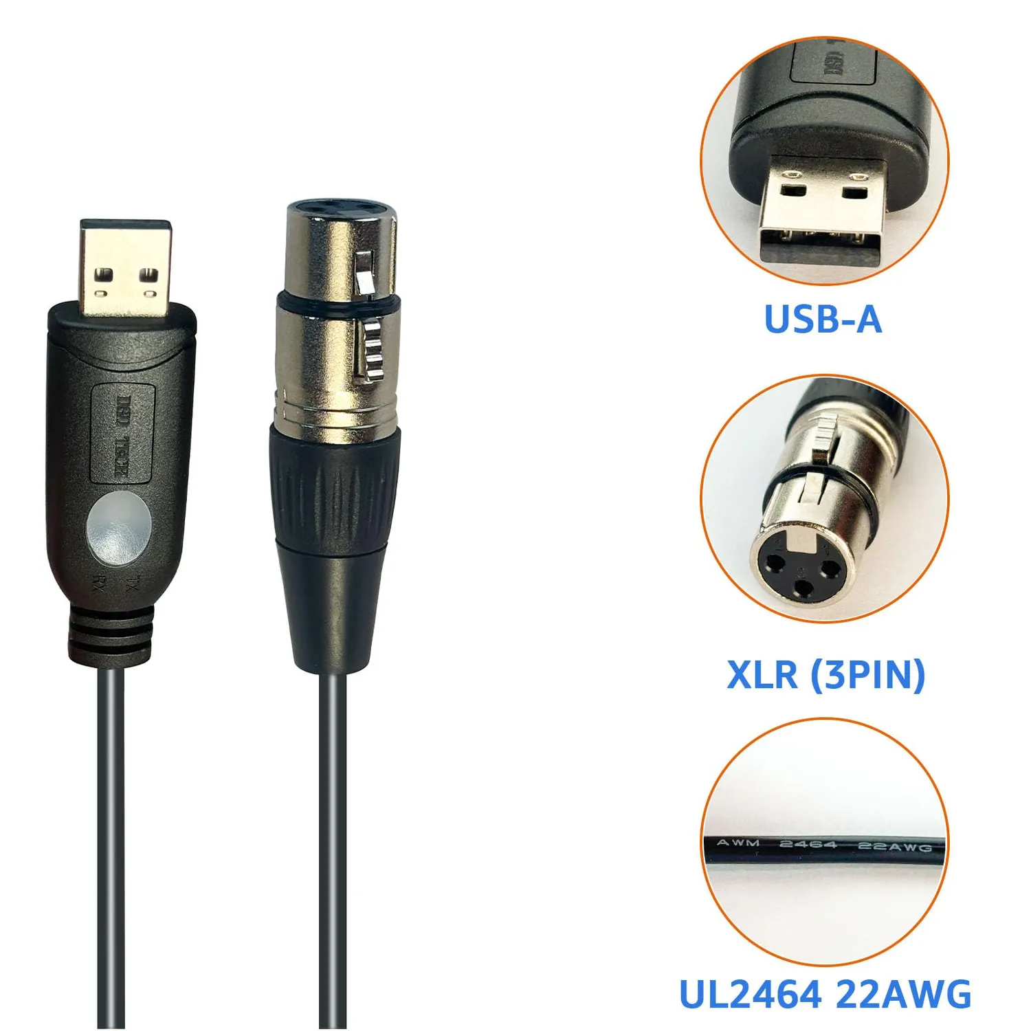 DSD TECH SH-RS09B Câble USB vers DMX 1,8m FTDI