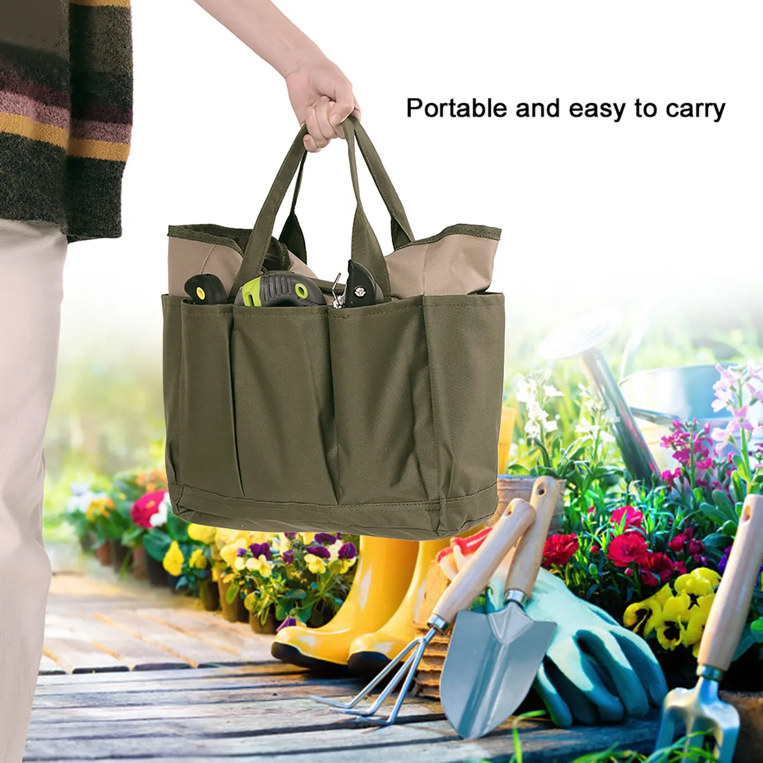 Garosa Sac de rangement de jardinage avec petit sac amovible