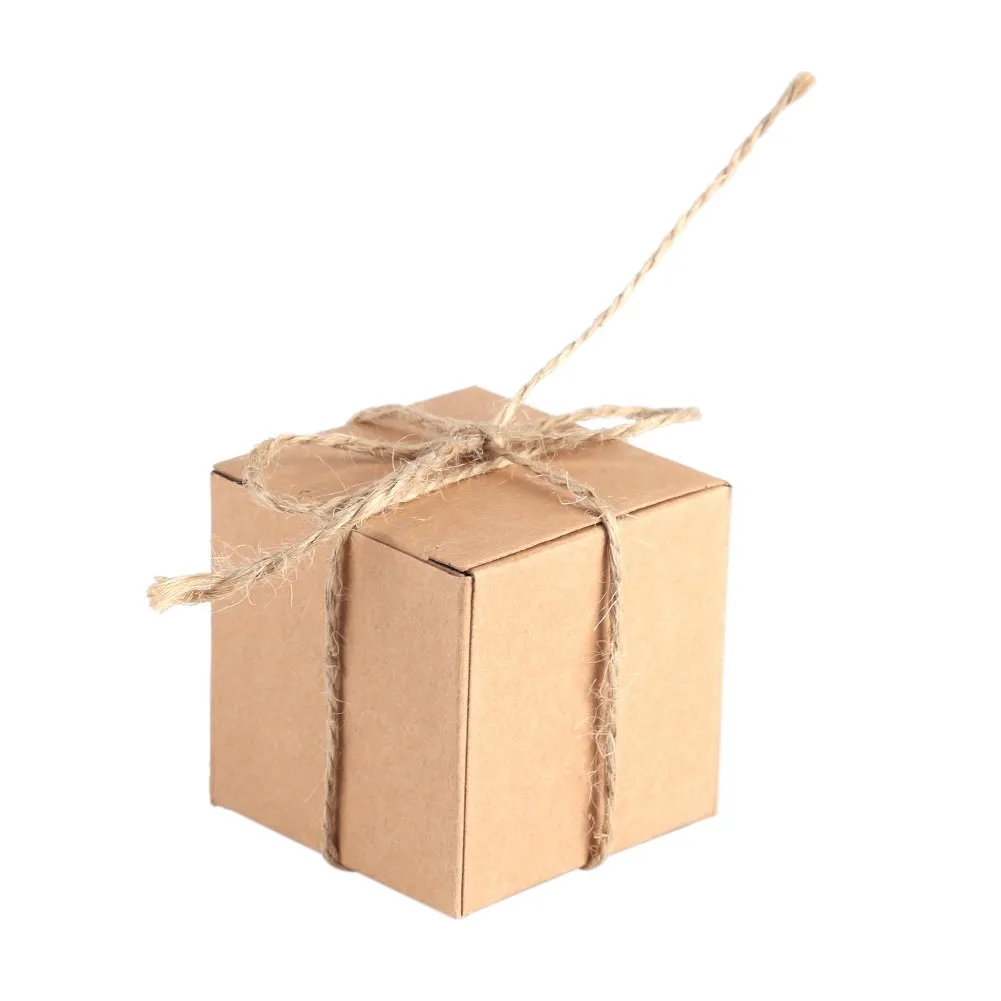 Garosa boîtes à bonbons kraft 5 x 5 x 5 cm, lot de 50, avec ficelle