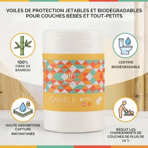 Garosa doublures de couches en bambou 100 pièces non parfumées