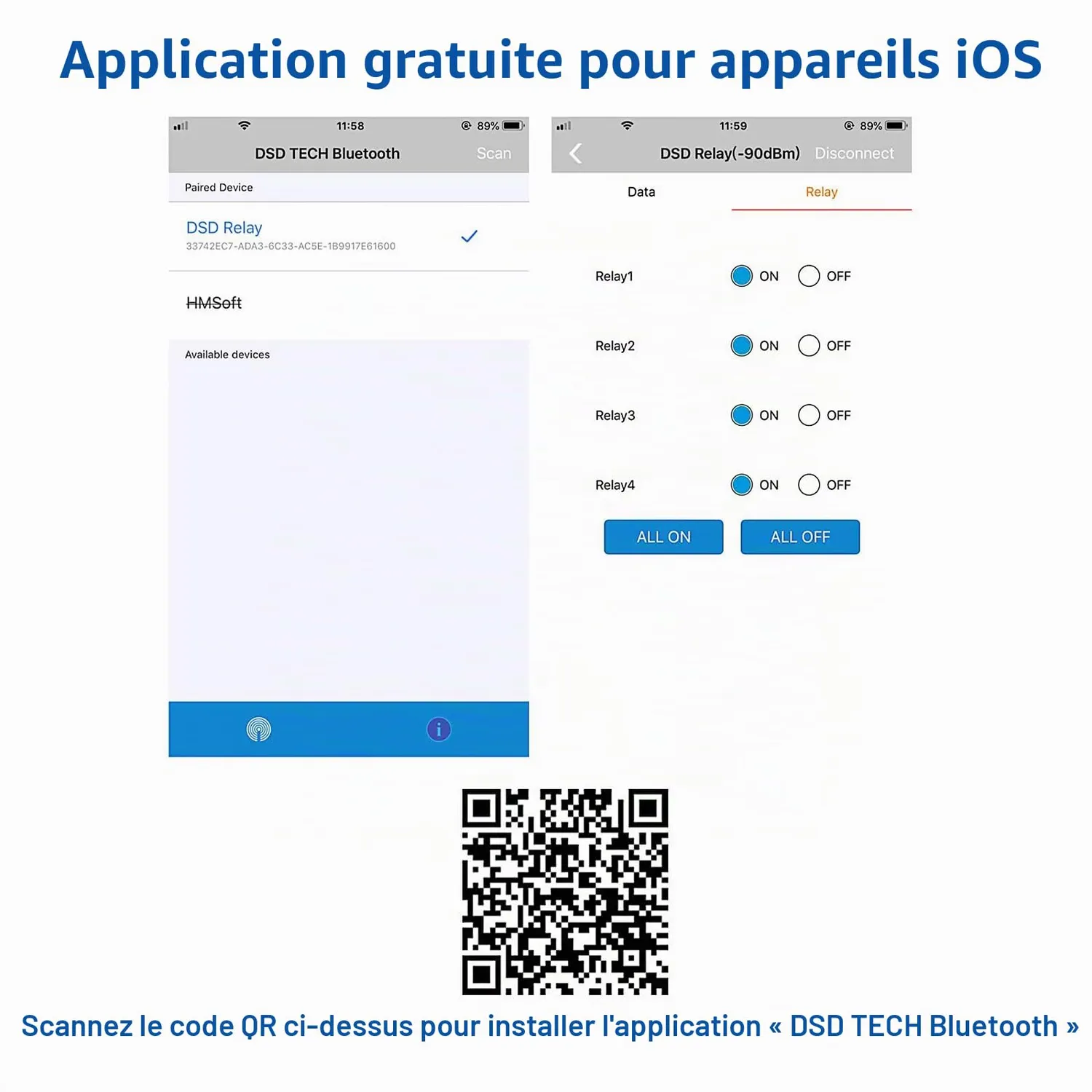 PLC Tech DSD TECH module relais Bluetooth 2 canaux 5 V/12 V